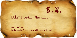 Bélteki Margit névjegykártya